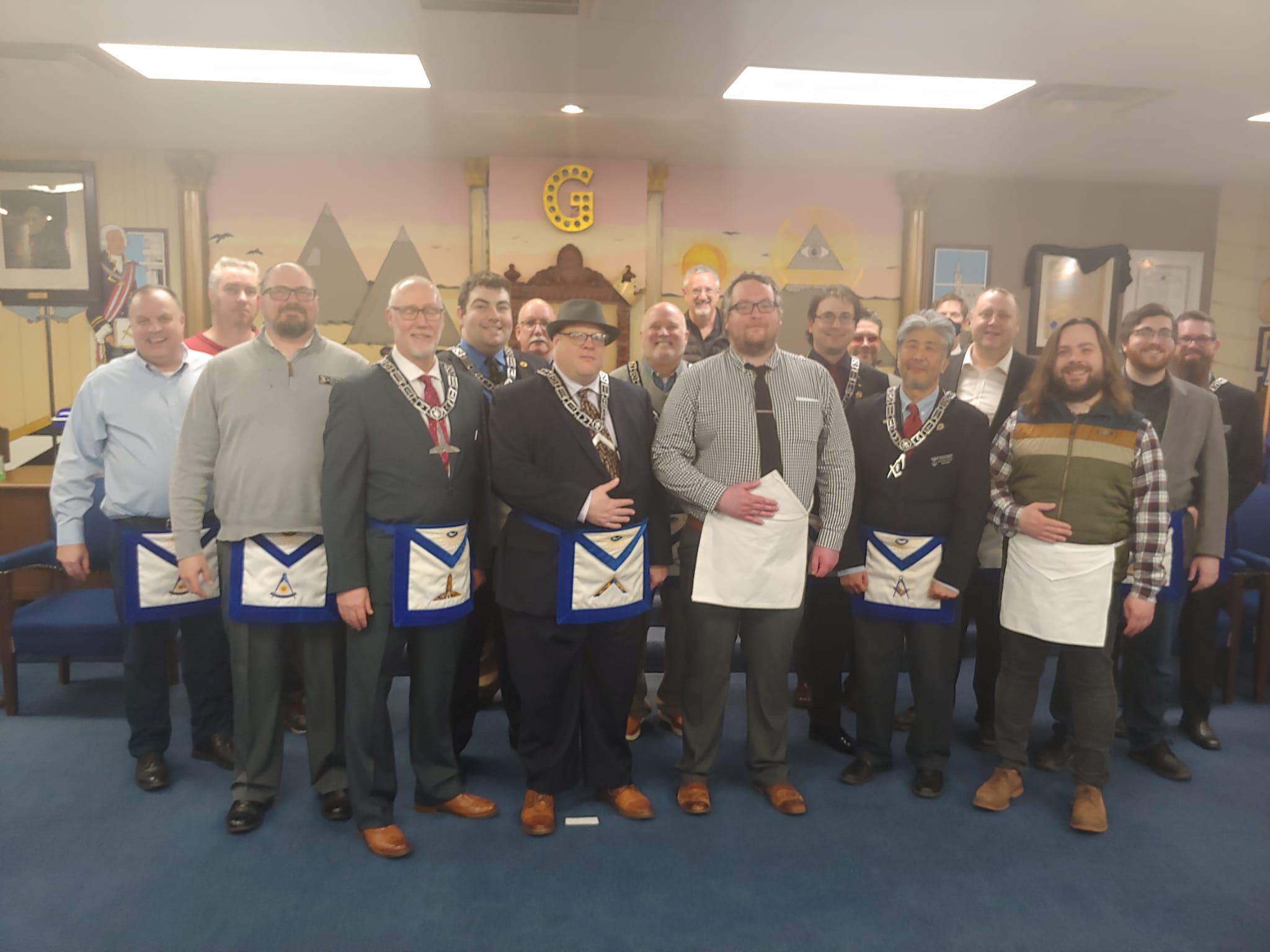Photo of newest Entered Apprentice and lodge members